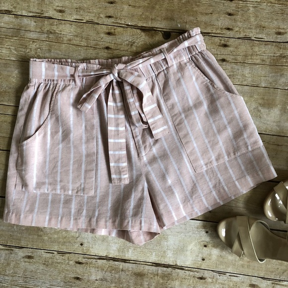 onetheland Pants - One The Land Striped Paperbag Waist Shorts